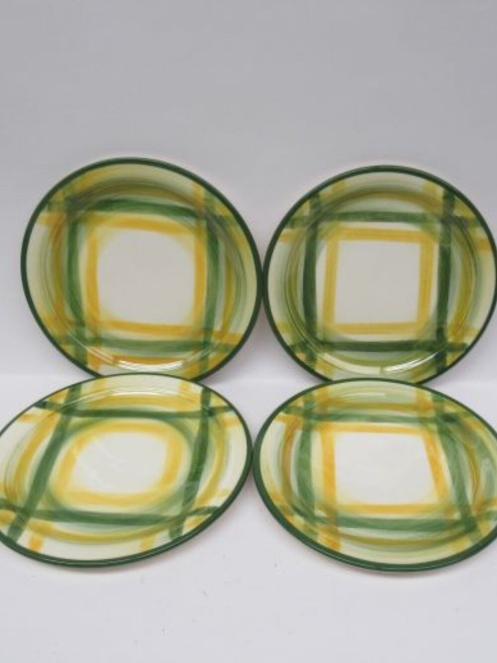 4 - Metlox Vernonware GINGHAM 6 3/8 Inch Dessert Plates, Made In U.S.A.